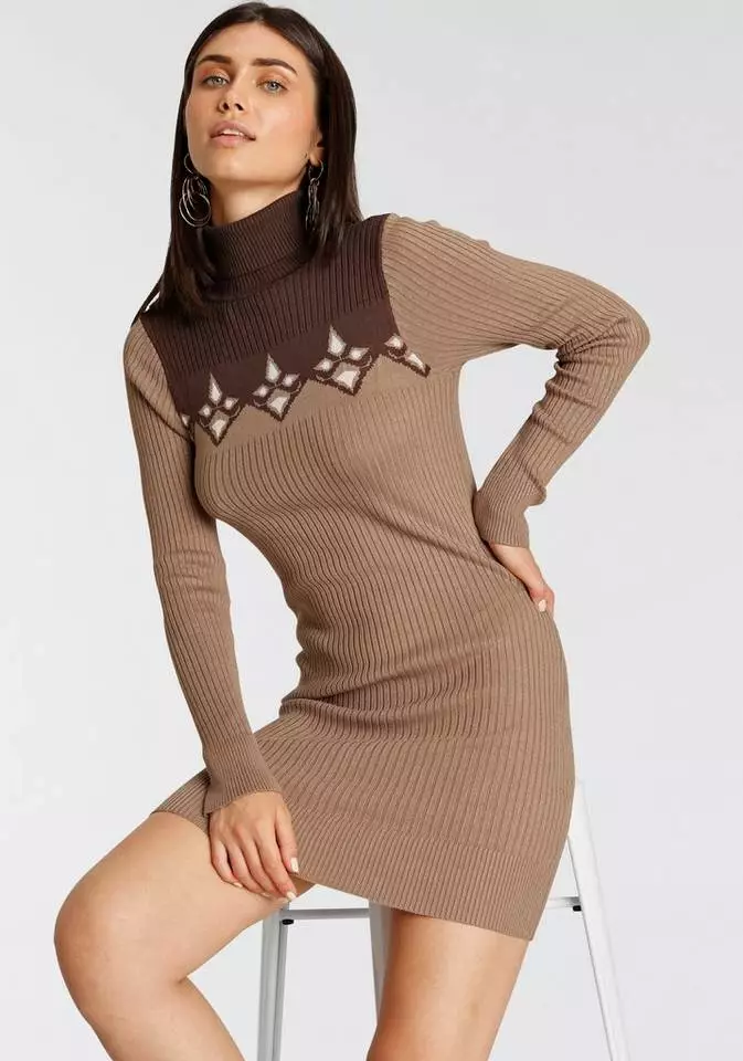 Melrose Strickkleid mit Norweger-Muster Dunkelgrau-schwarz, Schwarz-grau, Camelfarben-braun 10 Melrose Strickkleid mit Norweger-Muster Dunkelgrau-schwarz, Schwarz-grau, Camelfarben-braun – Bild 8