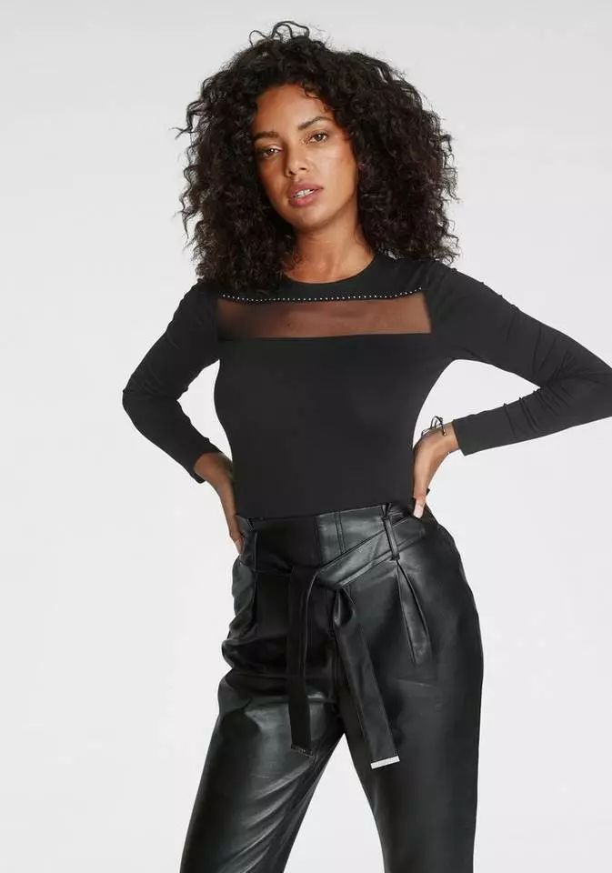 Melrose Rundhalsshirt mit transparentem Mesh-Streifen 4 Melrose Rundhalsshirt mit transparentem Mesh-Streifen – Bild 2