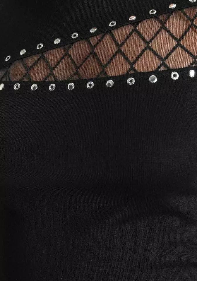 Melrose Stehkragenpullover mit Netz-Detail und Ziernieten 8 Melrose Stehkragenpullover mit Netz-Detail und Ziernieten – Bild 6