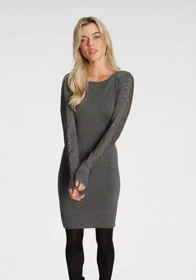 Melrose Strickkleid mit Spitzenstreifen und Glitzersteinen - NEUE KOLLEKTION 4 Melrose Strickkleid mit Spitzenstreifen und Glitzersteinen - NEUE KOLLEKTION – Bild 2