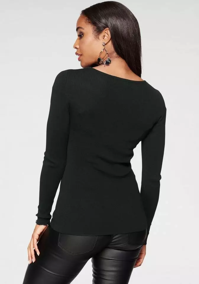 Melrose Rundhalspullover mit Mesh und Glitzersteinen 4 Melrose Rundhalspullover mit Mesh und Glitzersteinen – Bild 2