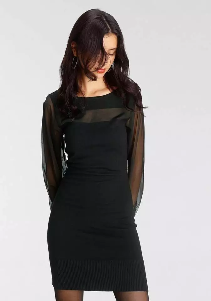 Melrose Strickkleid mit transparenten Ärmel und Streifen - NEUE KOLLEKTION 5 Melrose Strickkleid mit transparenten Ärmel und Streifen - NEUE KOLLEKTION – Bild 3