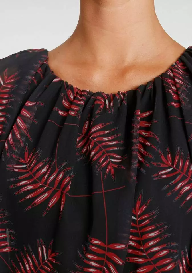 Melrose Shirtbluse mit bedrucktem Chiffon Schwarz-rot-geblümt, Grau-rosa-geblümt 6 Melrose Shirtbluse mit bedrucktem Chiffon Schwarz-rot-geblümt, Grau-rosa-geblümt – Bild 4