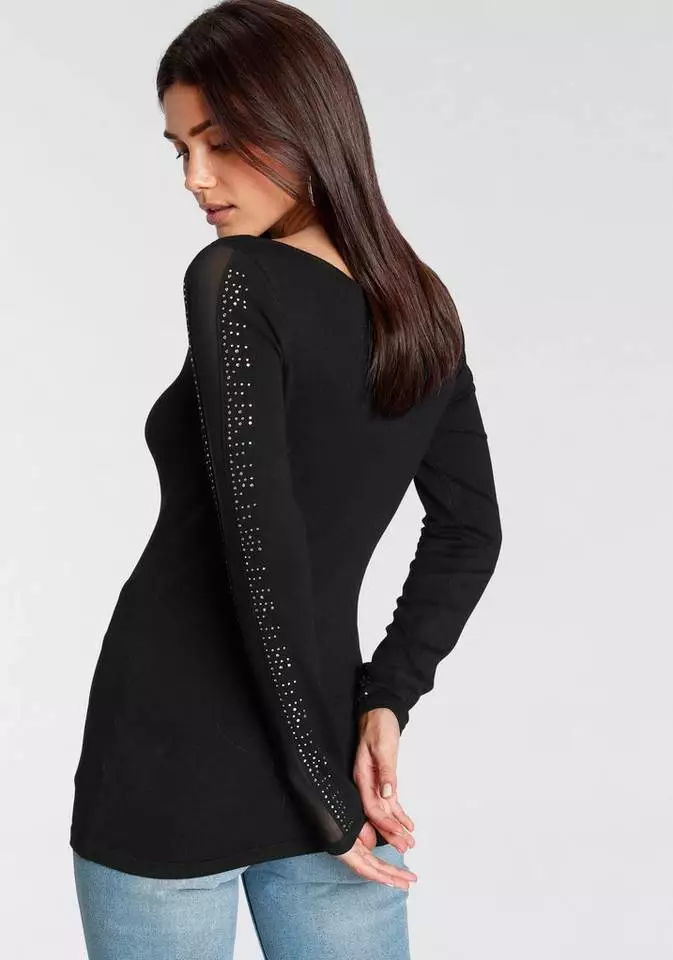 Melrose Strickpullover mit Mesheinsatz und Glitzersteinen - NEUE KOLLEKTION 4 Melrose Strickpullover mit Mesheinsatz und Glitzersteinen - NEUE KOLLEKTION – Bild 2