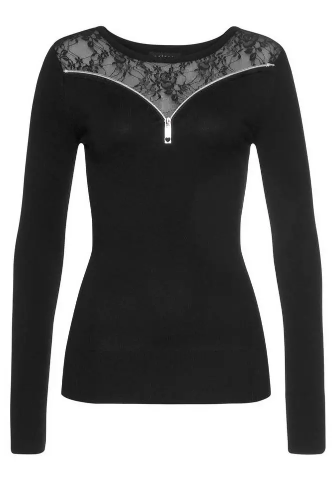 Melrose Rundhalspullover mit Spitze und Zierreißverschluss - NEUE KOLLEKTION 9 Melrose Rundhalspullover mit Spitze und Zierreißverschluss - NEUE KOLLEKTION – Bild 7