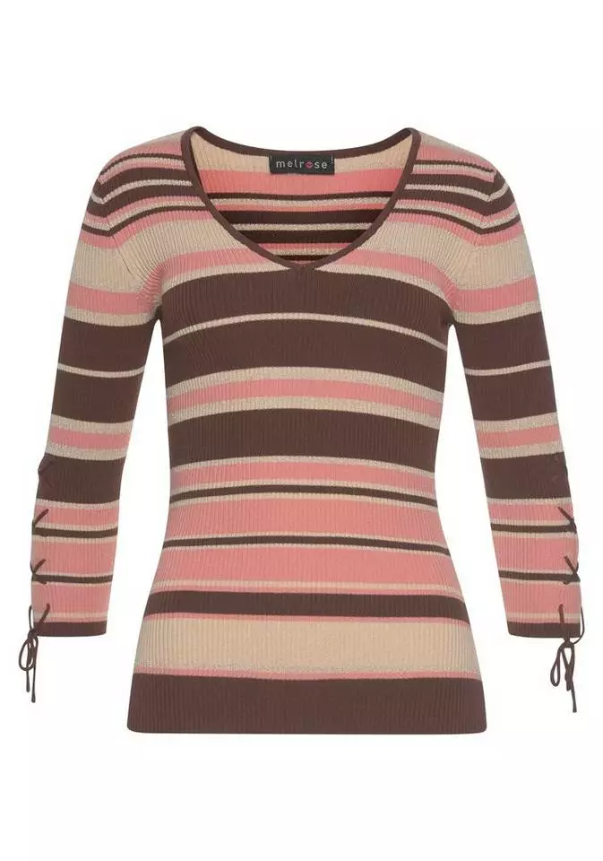 Melrose V-Ausschnitt-Pullover mit Glitzergarn und Schnürung 8 Melrose V-Ausschnitt-Pullover mit Glitzergarn und Schnürung – Bild 6