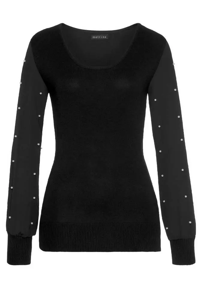 Melrose Rundhalspullover mit Chiffon-Ärmeln und Zierperlen - NEUE KOLLEKTION 7 Melrose Rundhalspullover mit Chiffon-Ärmeln und Zierperlen - NEUE KOLLEKTION – Bild 5