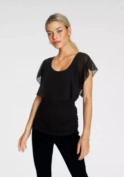 Melrose Kurzarmshirt mit Chiffon
