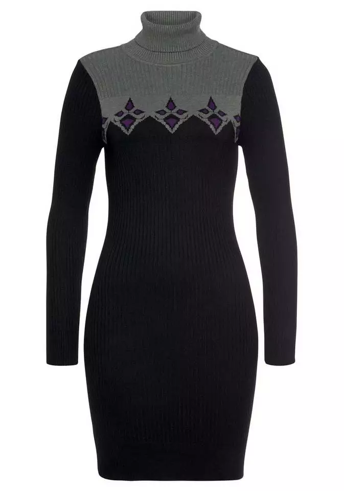 Melrose Strickkleid mit Norweger-Muster Dunkelgrau-schwarz, Schwarz-grau, Camelfarben-braun 7 Melrose Strickkleid mit Norweger-Muster Dunkelgrau-schwarz, Schwarz-grau, Camelfarben-braun – Bild 5